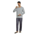 thumbnail image 5 of Men's pajama set with long sleeves and long pants, round neck, suitable for casual wear and can be worn outside, as a home wear outfit., 5 of 6