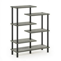 18089GYW-BK Turn-N-Tube 6-Tier Accent Display Rack, French Oak Grey & Black - 31.50 x 39.45 x 11.61 in.