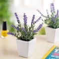 thumbnail image 3 of MyGift 3 Piece 7.5 inch White Ceramic Pot with Artificial Lavender, 3 of 5