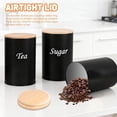 thumbnail image 4 of Tea Coffee Sugar Canisters Set 3-Piece Airtight Metal Food Storage Tins with 5ml Spoon and Sugar Tongs Canisters Set with Wooden Lids for Kitchen Counter Organization (Black 15cm H), 4 of 5