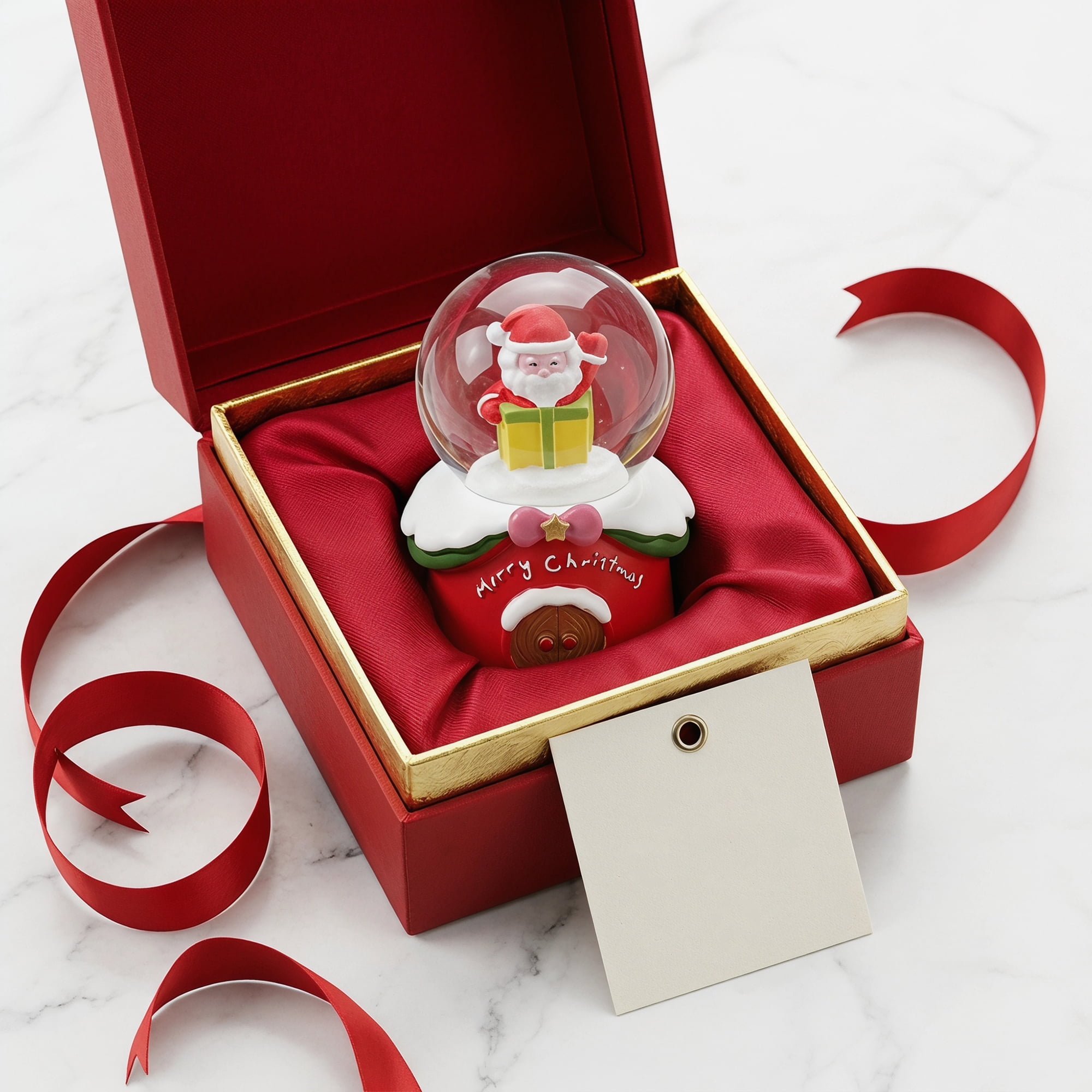 Unique Bargains Light Up Crystal Ball LED Glitter Snow Globe Red A 1.8" x 1.8" x 2.7"