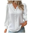 thumbnail image 1 of Timegard Plus Size Tops for Women Lace V Neck Puff Long Sleeve Dressy Casual Solid Color Tops Fall, 1 of 6