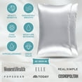 thumbnail image 5 of Bare Home 100% Mulberry Silk Zipper Pillowcase - Perfect for Hair and Skin - Premium 6A Grade, 19 Momme Silk - Queen - 2 Pack, Silver, 5 of 9