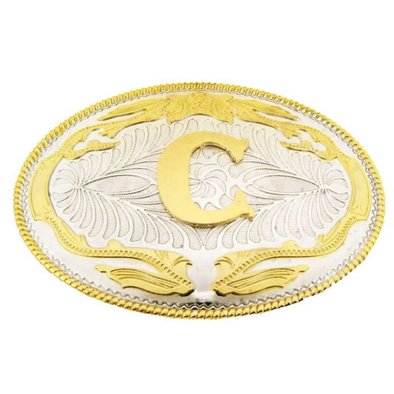 Big Initial Letter Alphabet C Belt Buckle Western Cowboy Rodeo Gold Silver Metal
