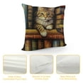 thumbnail image 4 of MLJA  Cat Throw Pillow Cover Funny Cartoon Bookshelf Sleeping Cat Decorative Pillowcase for Sofa and Bed Couch, 4 of 5