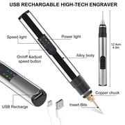 Electric Engraving Pen Cordless Micro Carving Pen with 3 Adjustable Speed 280mAh Rechargeable Engraver Machine Wireless Etching Engraving Tool for Jewelry Wood Metal Glass Stone