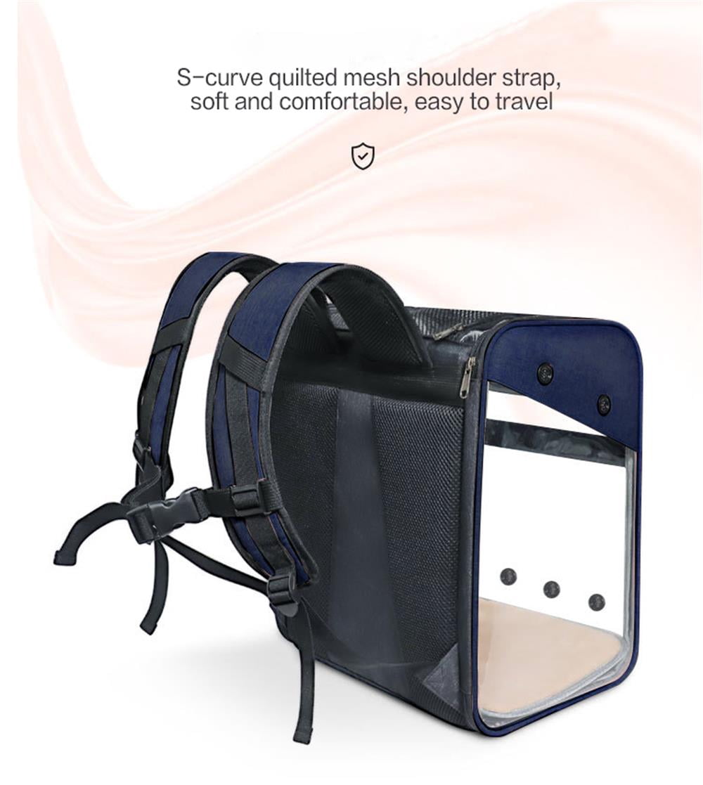 Pet Carrier Backpack for Dogs Cats Wide Use Breathable Round Hole High Quality Material for Shopping(Blue)