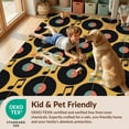 thumbnail image 4 of Design&I 9'x12' Washable Area Rug Sleek Flatweave Pet Friendly Vinyl Record Spinning Disc Motif Note Mosaic Layout Music Retro Cd Playful for Master Suite, Under Bed, 4 of 7