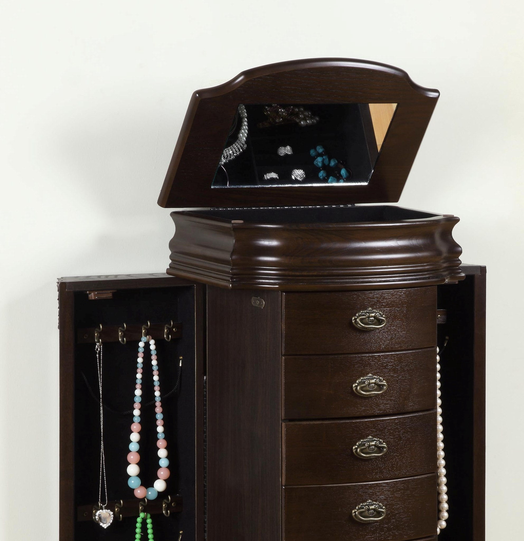 Joelle Jewelry Armoire, Espresso with Black Lining