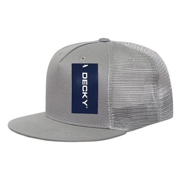 1040-WHT-GRY Classic 5 Panel Trucker Cap - White & Grey