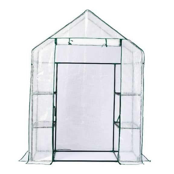 Portable Greenhouse ,Shed Metal Frame Walk-in Greenhouse with Roll-Up Door ,3 Tier Shelves Easy Assembly Mini Greenhouse for Courtyard Balcony