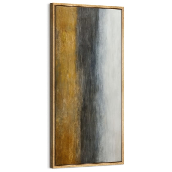 Large Framed Canvas Art for Living Room Wall Decor, Gold Gray Abstract Canvas Print for Bedroom Decoration - 60"x30" Natural Framed