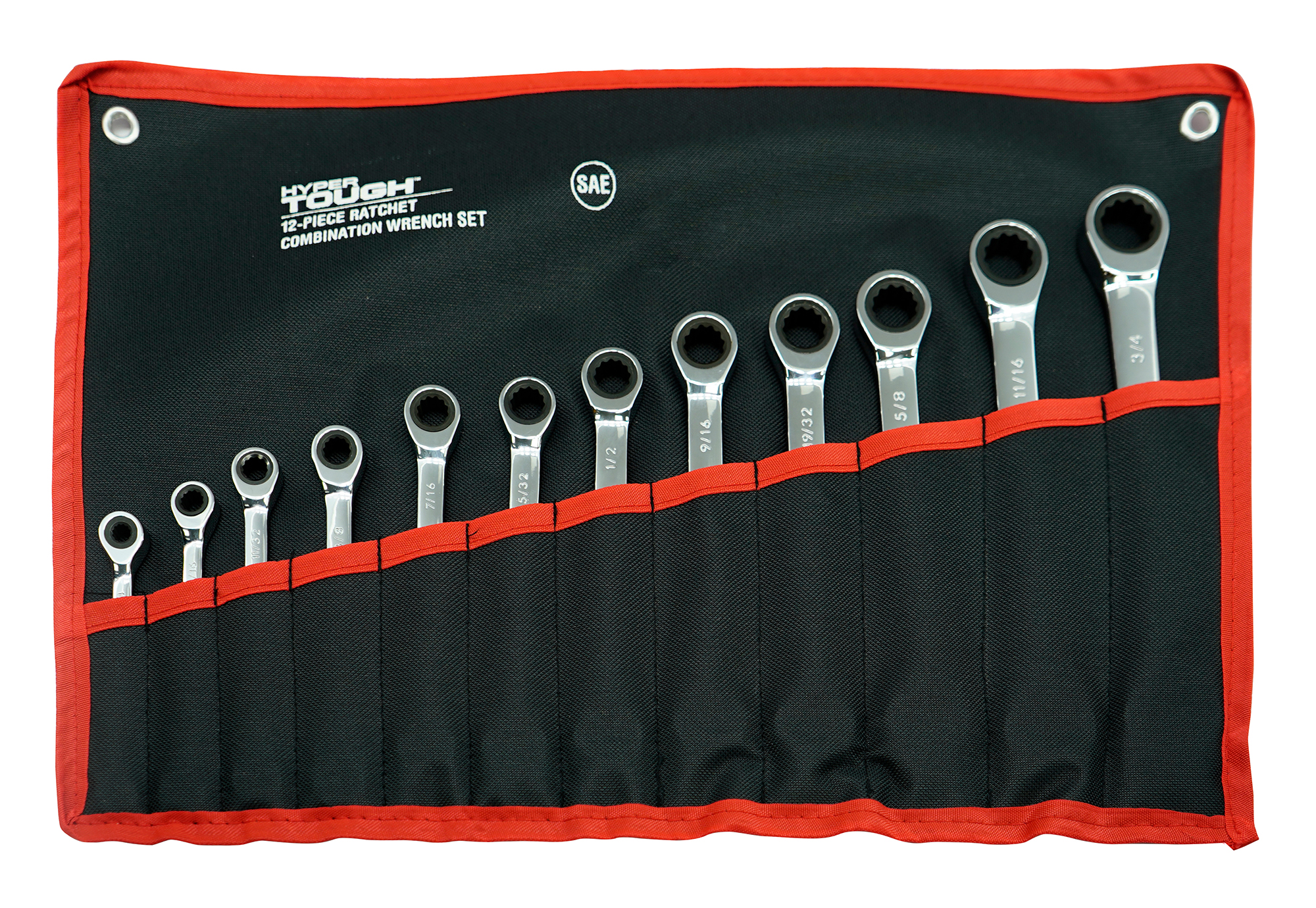 Hyper Tough 12-Piece SAE Ratcheting Wrench Set photo 3