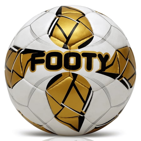 Brisko USA - Footy Premium Hand Stitched Gold Soccer Ball Size 5 With Pump