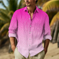 thumbnail image 1 of Camisa de hombre con degradado camisa hawaiana de verano camisa de manga larga con solapa tribal y bloques de color ropa para hombre transpirable, 1 of 6