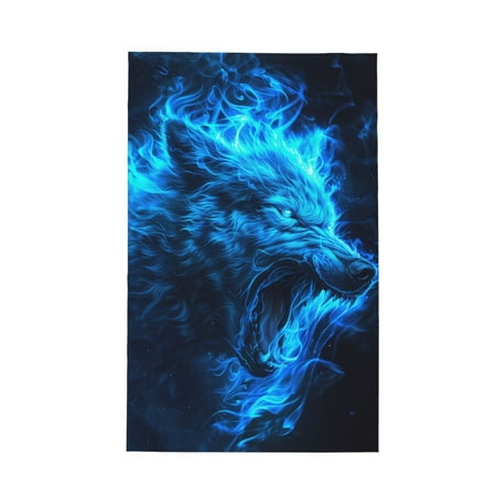 

Matuu Blue Fire Wolf for Waffle Kitchen Towel Dish Towels Hand Towels for Kitchen 16 X 26 Inches