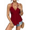 thumbnail image 2 of Women Tie Back Tank Tops Criss Deep V Neck Spaghetti Strap Backless Tanks Going Out, 2 of 9