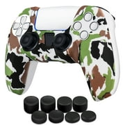 Controller Case for PS5 Silicone Controller Skin Dualsense Cover + 8 Pro Thumb Grips Set Sony Playstation 5 Skins Accessories Camo with Ergonomic Textured Grip