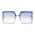 thumbnail image 3 of Womens Rimless Mod 90s Squared Butterfly Designer Sunglasses White Blue, 3 of 4