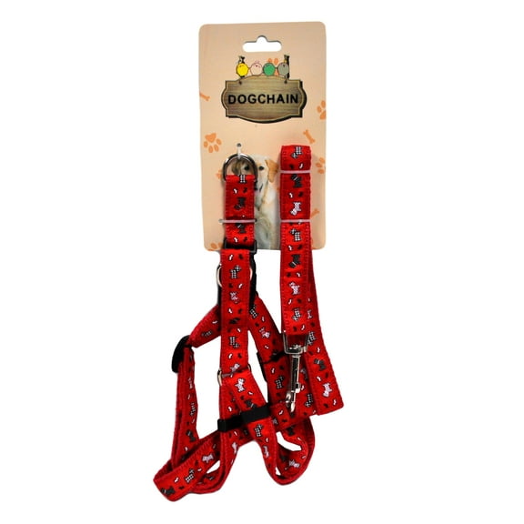 Adjustable Dog Harness with Leash Red