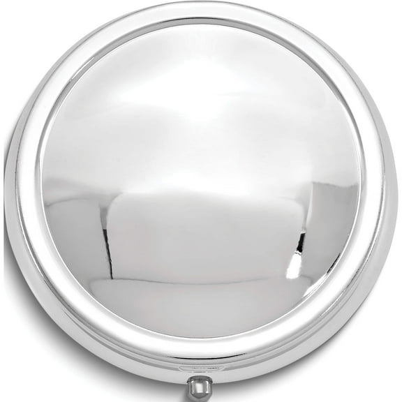 Fashion Silver-Tone 3-Section Round Pillbox With Mirror (1.75 X 1.75) Made In China gm16814