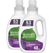 Seventh Generation Concentrated Laundry Detergent, Fresh Lavender Scent, 40 Ounce, 2 Pack, 106 Loads
