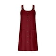 thumbnail image 3 of Teissuly Women's Summer New Solid Color Loose And Comfortable Casual Strap Dress With Hanging Strap Round Neck Dress, 3 of 5