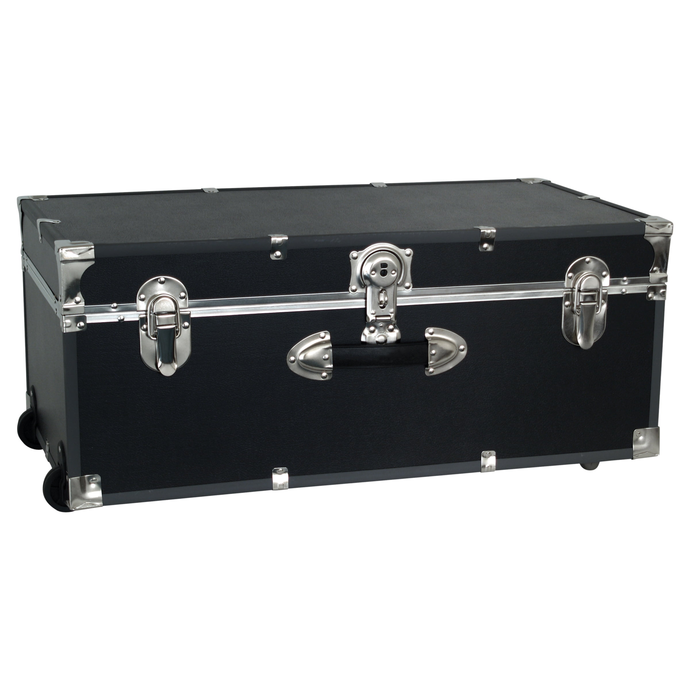 30 Inch Classic Footlocker Trunk with Lock End Table Toy Chest Dorm Room Storage 