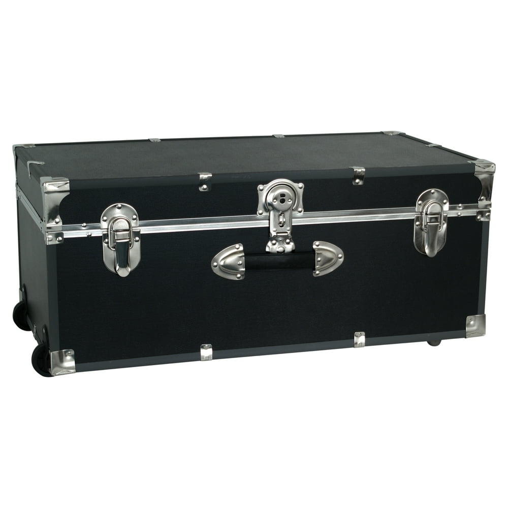 Seward Trunks 25 Gallon Wheeled Wood, Plastic and Metal Trunk, Black