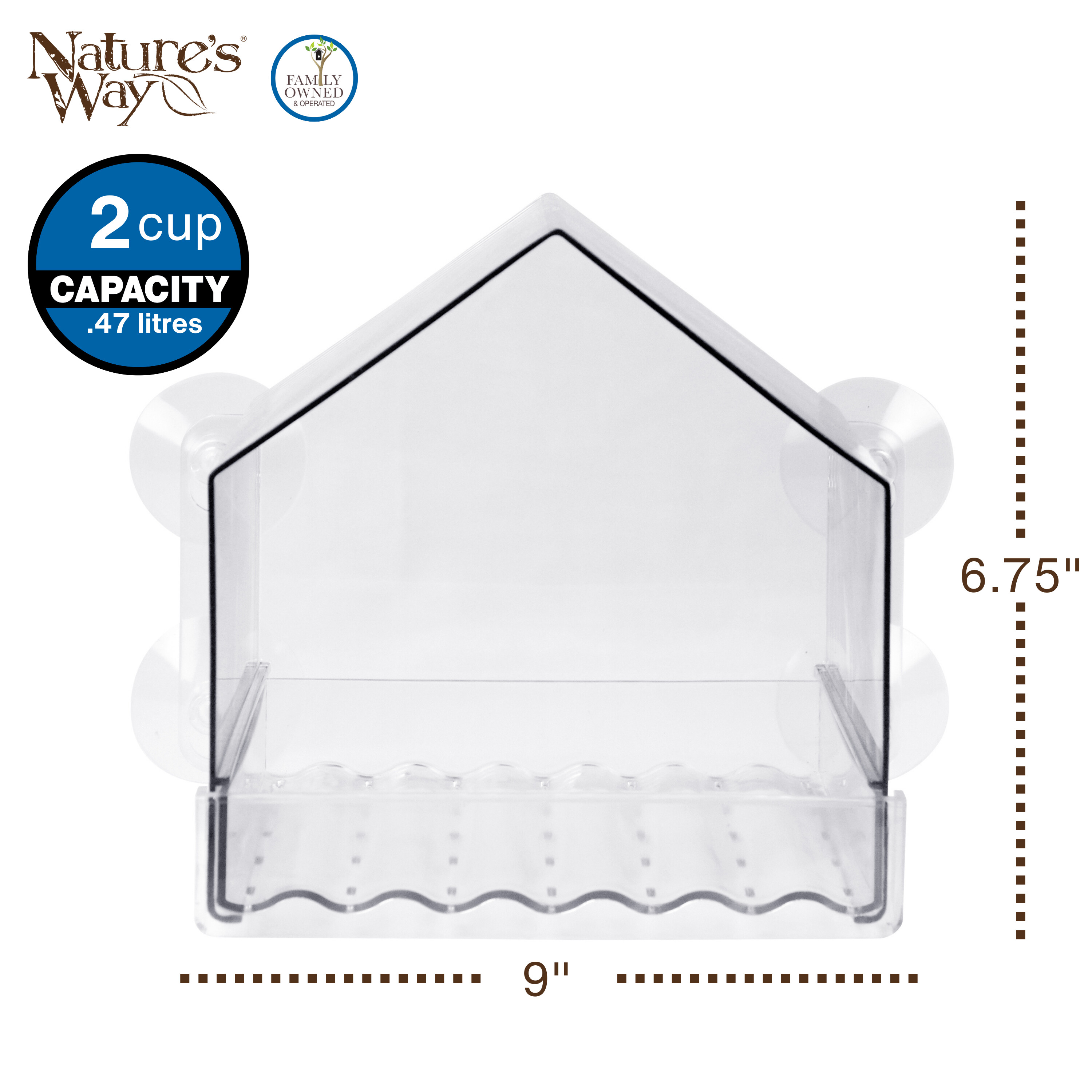 Nature's Way Clear View Window Bird Feeder, 2-Cup photo 3
