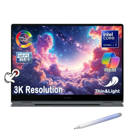 Samsung Galaxy Book4 Pro 360 2-in-1 Laptop, 16" 3K AMOLED Touchscreen, Intel Core Ultra 7 155H, 120Hz, 21H Battery, AI Power with Copilot, w/Pen