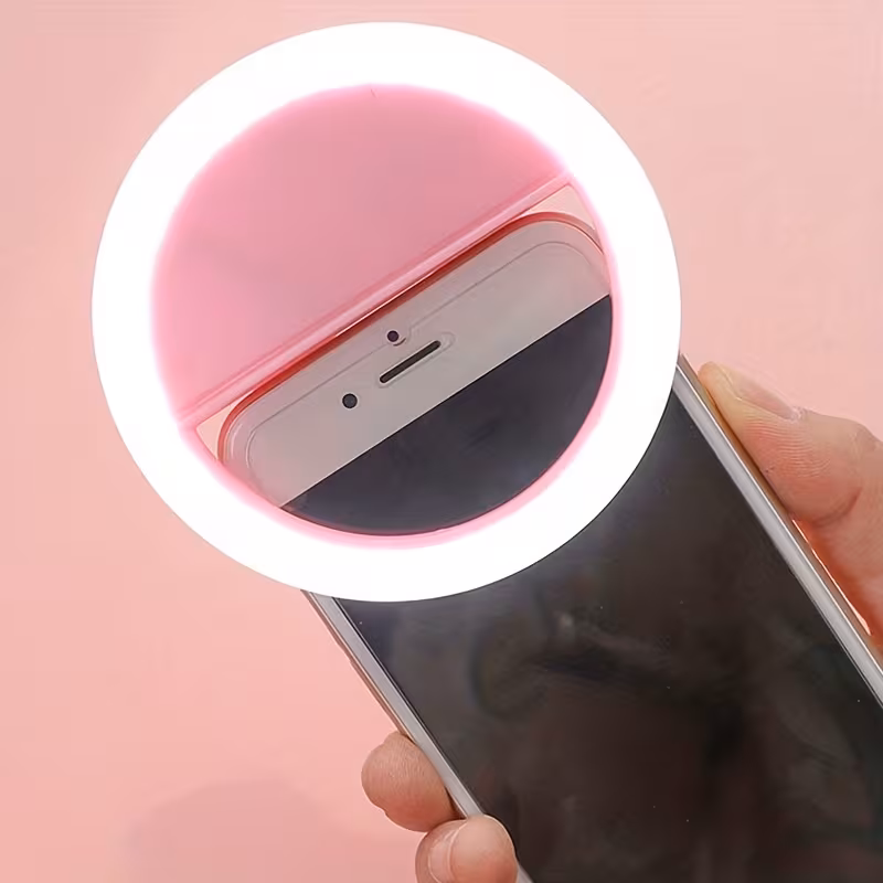 CLEANTRUST Rechargeable LED Ring Light - Portable Selfie & Live Streaming Light Dual Power Mode 3-Level Adjustable White Light Lithium Polymer Battery for Smartphone & Camera