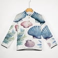 thumbnail image 5 of Blue Seashell Floral Print Men's Stand Collar Sweater Long Sleeve Clothing Loose Fit Sports Sweater, 5 of 8