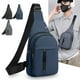 thumbnail image 1 of Lekihaqq Wasserfeste Umhängetasche Herren Brusttasche Schulterriemen Handy Tasche Multifunktionale Reisetasche Mit Vielen Taschen Polyurethan Leder Schwarz Blau Grau, 1 of 7