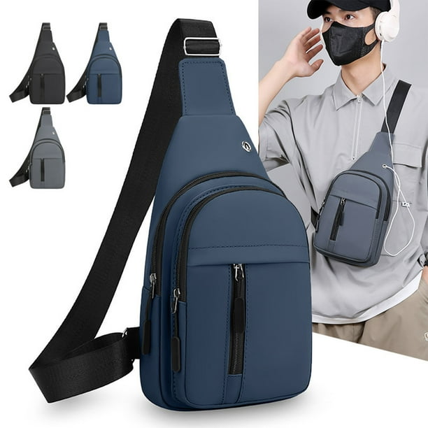 Lekihaqq Wasserfeste Umhängetasche Herren Brusttasche Schulterriemen Handy Tasche Multifunktionale Reisetasche Mit Vielen Taschen Polyurethan Leder Schwarz Blau Grau