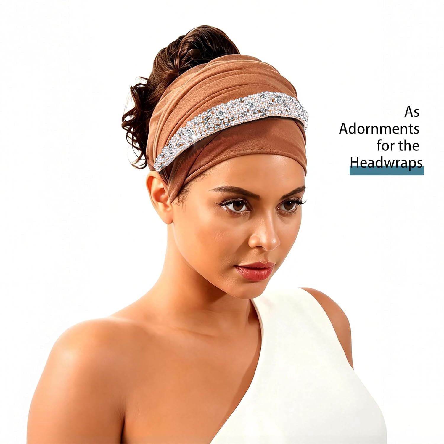 5pcs Elastic Rhinestone Beaded Headbands, Jeweled Head Bands for Women's Hair, Hair Headbands Hat Bands for Women Girls