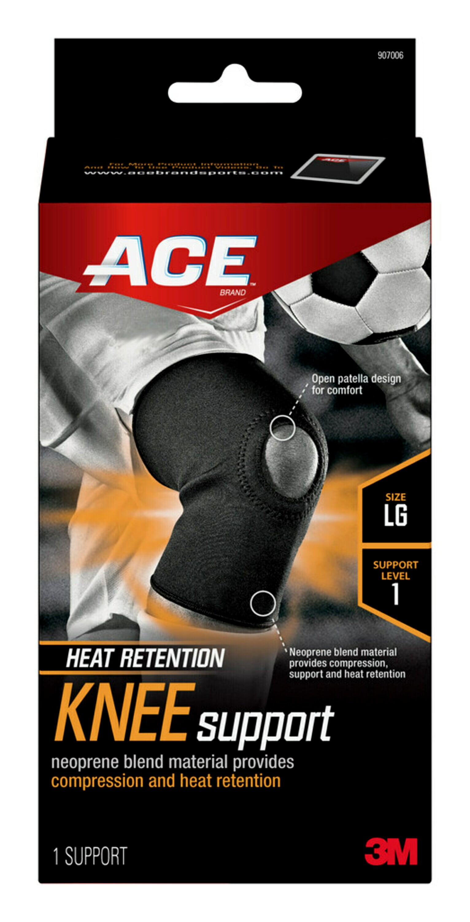 ACE Brand Neoprene Open Knee Brace, Large, Adjustable