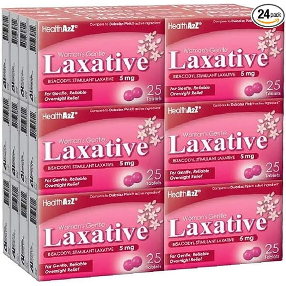 HealthA2Z® Woman’s Gentle Laxative | Bisacodyl 5mg Stimulant Laxative | Gentle, Reliable Constipation Relief | Overnight Support | 24 Packs of 25 Tablets (600 Tablets Total) | Value Pack