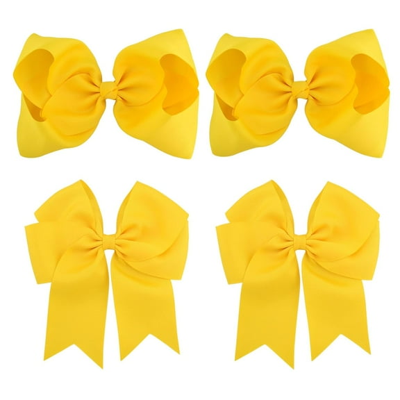 4 PCS 6 Inch Big Hair Bow Clips For Girls,Bow Clip with Tails Hair Bows Alligator Clips (Navy Blue)