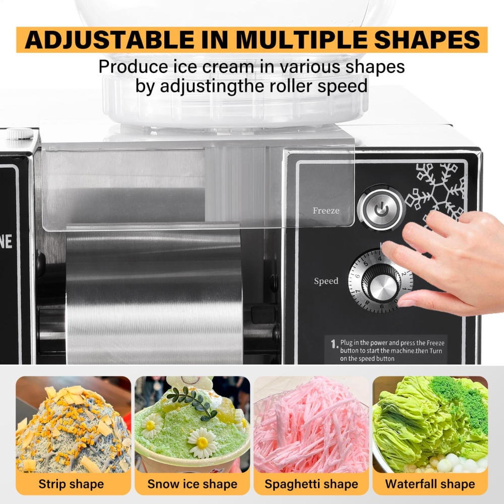 Snowflake Ice Machine |17inches Snowflake Ice Maker Stainless Steel Ice Shaving Machine Speed Adjustable for Home Milktea Shops Food Truck Restaurant Home noble