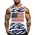 thumbnail image 2 of UVEASISHA USA Flag Patriotic Tank Tops for Men Sleeveless Stars and Stripes Graphic Tee Big and Tall Fitness Muscle Tanks Navy L, 2 of 5
