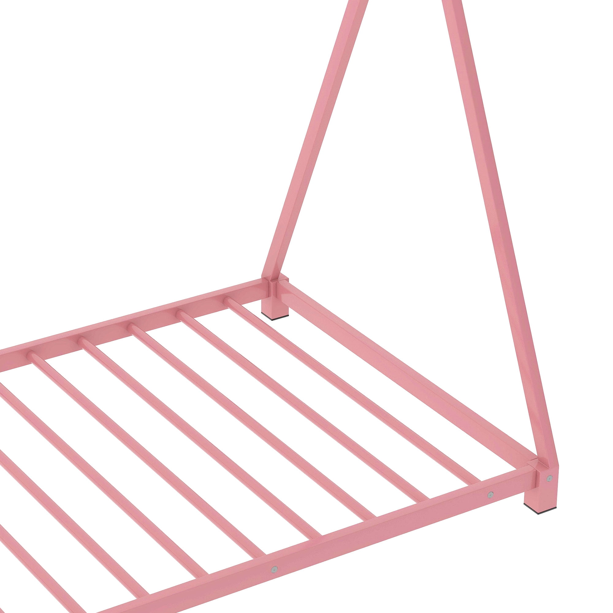 Yoneston Kids Wood Twin Size Platform Bed, Canopy Tent Bed for Living Room Bedroom, Pink
