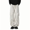 thumbnail image 3 of Styesk Men's Pants Man Solid Color Pockets Drawstring Cargo Pants Trousers, 3 of 9