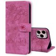 thumbnail image 4 of TECH CIRCLE iPhone12 pro max case,PU Premium Leather Cat Embossed Wallet Card Cash Slots Magnetic Flip Kickstand Shockproof Cover for iPhone 12 pro max 6.7 inch,Rose, 4 of 7