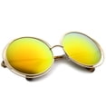 thumbnail image 4 of sunglassLA Unisex Women's High Fashion Oversize Wire Frame Mirror Lens Round Sunglasses (Gold / Orange Mirror) - 61mm, 4 of 4