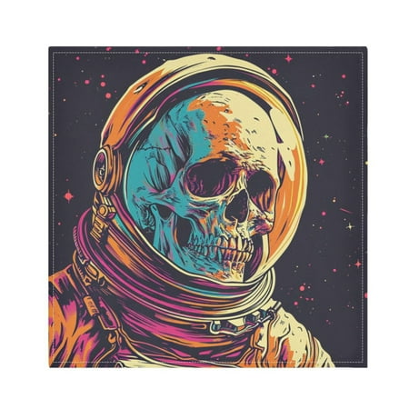 

JSTEL Skull Astronaut Cloth Napkins Set of 6 20x20 Inch Washable and Reusable Napkin for Decoupage Dinner Party Everyday Use