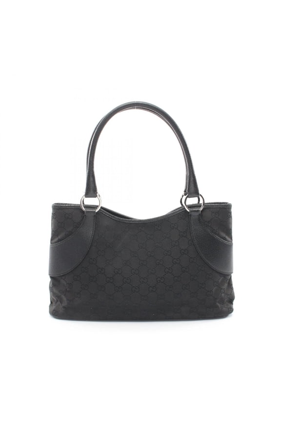 Pre-Owned Gucci GG Canvas Tote Bag Handbag Leather Women's Black 113015
