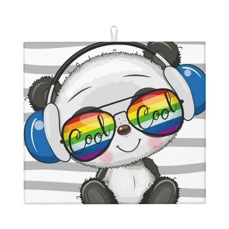 

Matuu Panda with Sun glasses for Dish Drying Mat for Kitchen Counter for Kitchen and Dining Kitchen Counter Accessories 16 x18
