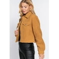 thumbnail image 3 of J. METHOD Women's Crop Jacket Faux Fur Snap Button Long Sleeve Casual Cropped Shacket Outerwear, 3 of 5