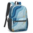 thumbnail image 2 of Blue and Gold Marble Pattern 17" Waterproof Oxford School Backpacks for Teens, S-Shape Padded Straps, for School, Travel, Hiking, Camping, 2 of 5